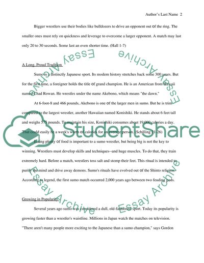 A History of a Long Tradition: Sumo Wresling