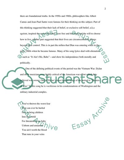 Bob Dylans Cultural Impact On The Social Society