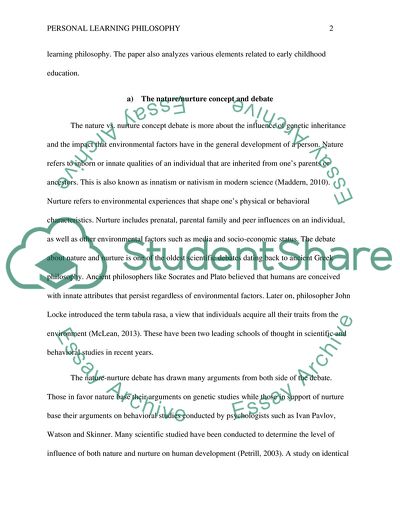 Developing a Personal Learning Philosophy