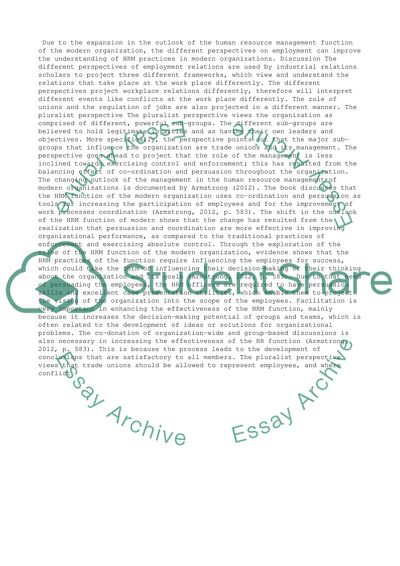 Different Perspectives of Employment Relations