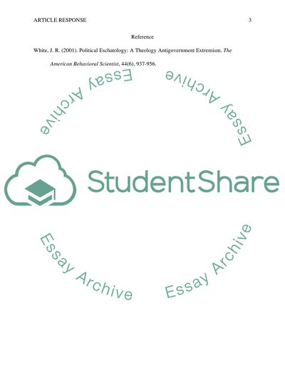 Political eschatology: of A theology antigovernment extremism 6