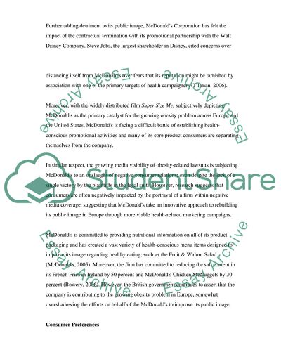 Problem Audit of McDonalds Corporation: European Consumer Perceptions of Health Detriment
