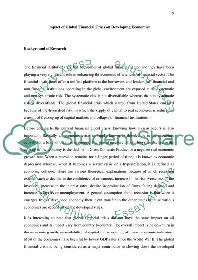 How Developing Economies Are Impacted by the Global Financial Crisis