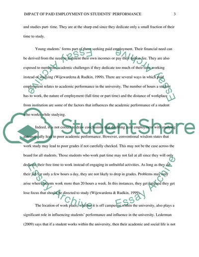 Impact of Paid Employment on Students Performance