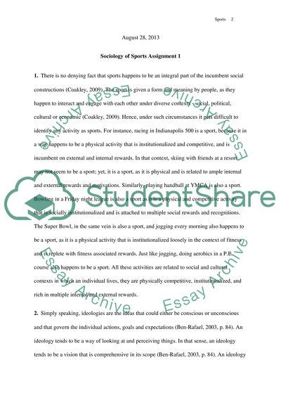 Sociology of Sport Assignment 1