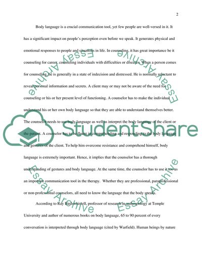Discuss the importance of body language and gesture in the councelling exchange
