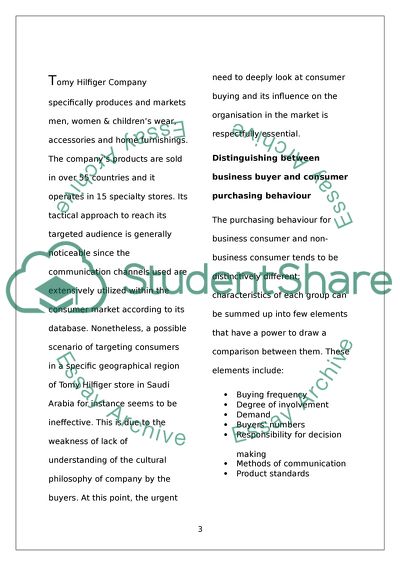 Marketing and Consumer Behaviour: Tommy Hilfiger
