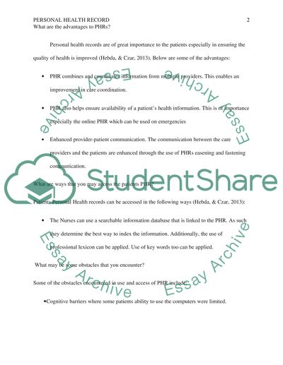 Personal Health Record