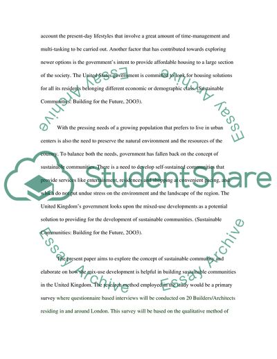 Building Sustainable Communities in the UK - Working and Living in the Mixed-use Developments