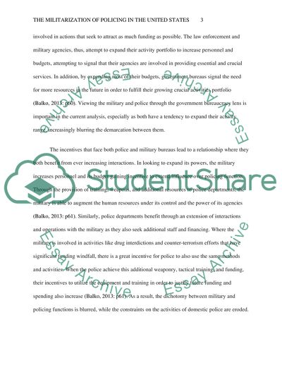 The Militarization of Policing in the United States