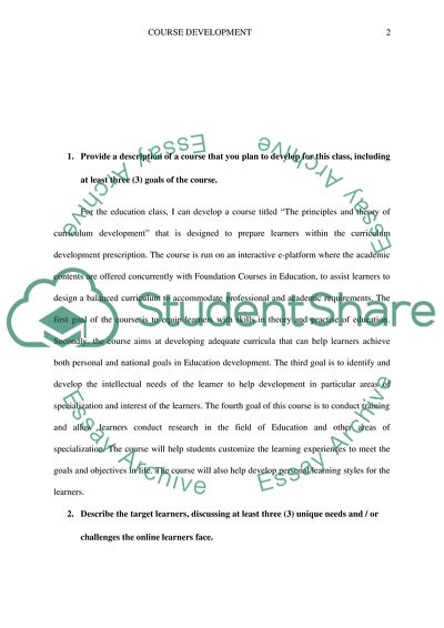 Course Development in Education