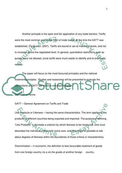 Non-discrimination is a Cornerstone of GATT Law