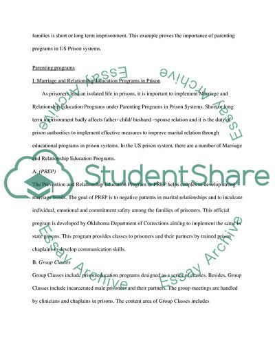 Parenting Programs in US Prison Systems