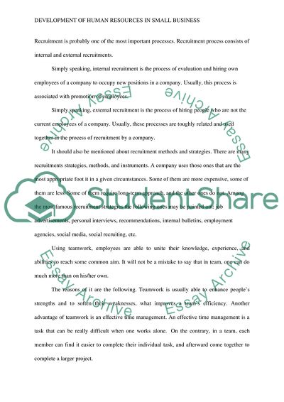 Development of human resources in small business