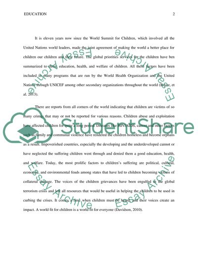 Global Priorities and Services to Children