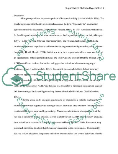 Sugar Makes Children Hyperactive