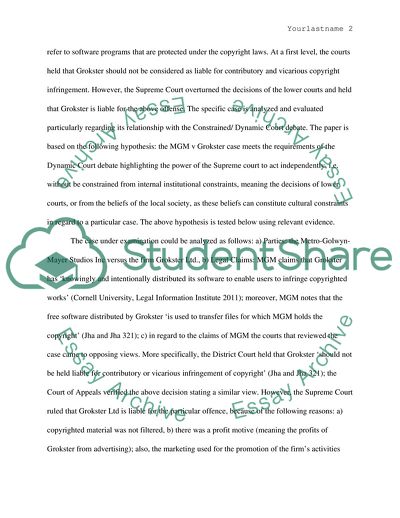 MGM v Grokster in Light of the Constrained Court Debate