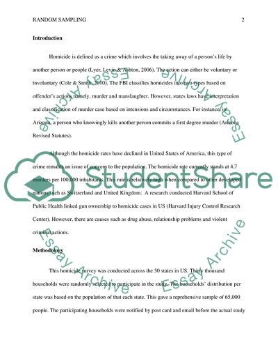 Random Sampling: Homicide Crime in the US