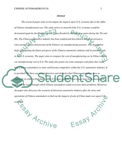 Effects of Chinese Auto Market on US Economy