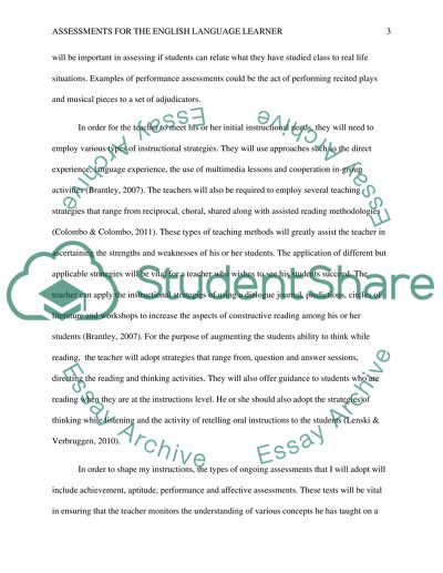 Assessments for the English Language Learner