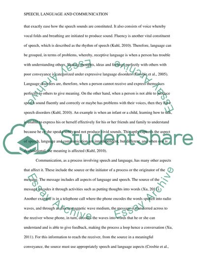 Speech, Language and Communication