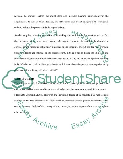 International Business - Economic Policies and Market intervention in the UK