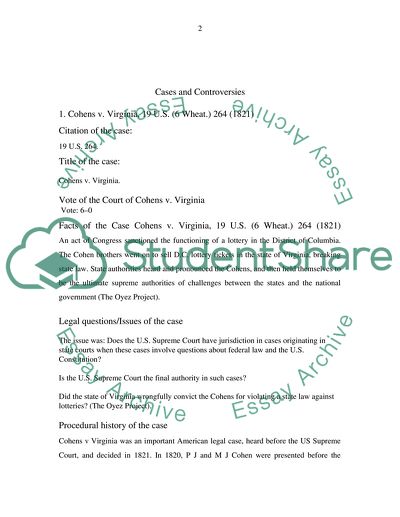 Vote of the Court of Cohens v. Virginia