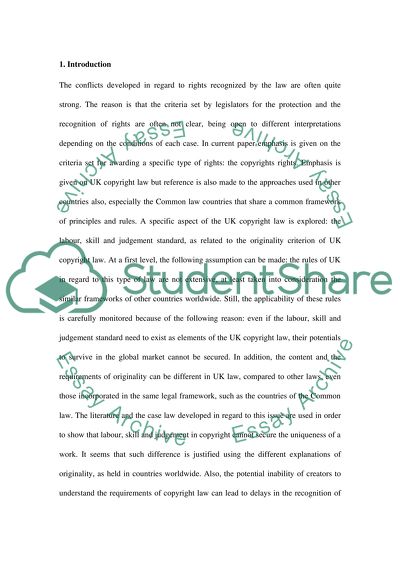 There Is No Longer Labor-Skill-And-Judgment Standard as the Originality Criterion under UK Copyright