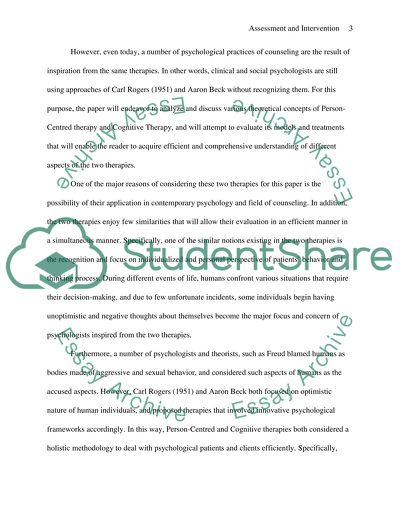 Evaluation of Person-Centred Therapy and Cognitive Therapy