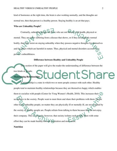 Difference between healthy people and unhealthy people