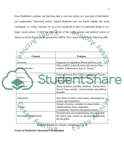 Critical Analysis of Durkheims Structure-Functional Model of Society