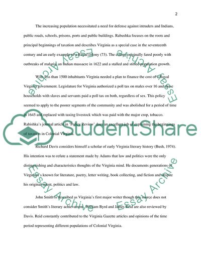 The Virginia Colony in the United States America