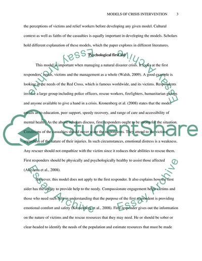 Models of Crisis Intervention