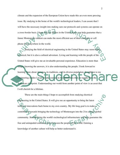 What are your academic goals for study in the US