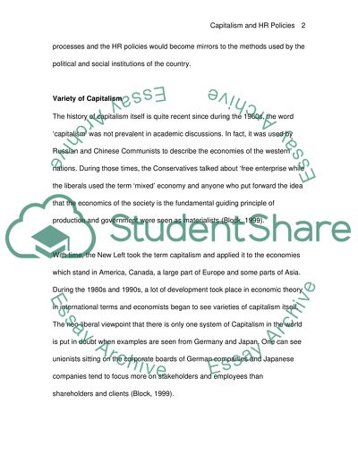 Capitalism and HR Policies