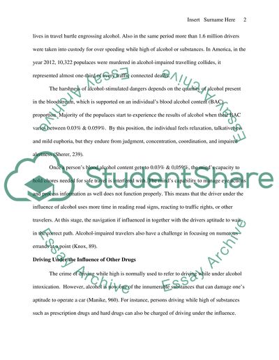 Driving while under the influenced