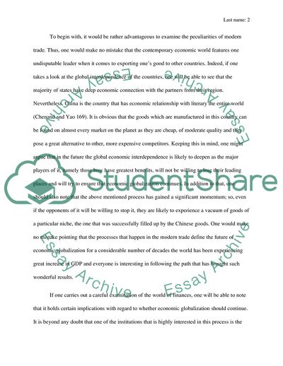 The Process of Economic Globalization Nowadays