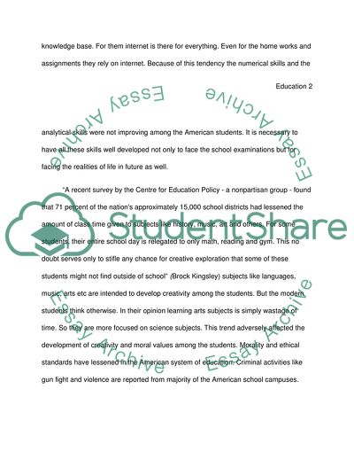 Educational Problems in United States