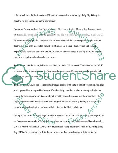 Environmental appraisal for Big Skinny company