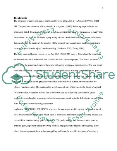 Gross Negligence Manslaughter