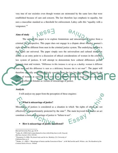 Female Victims of Miscarriage of Justices