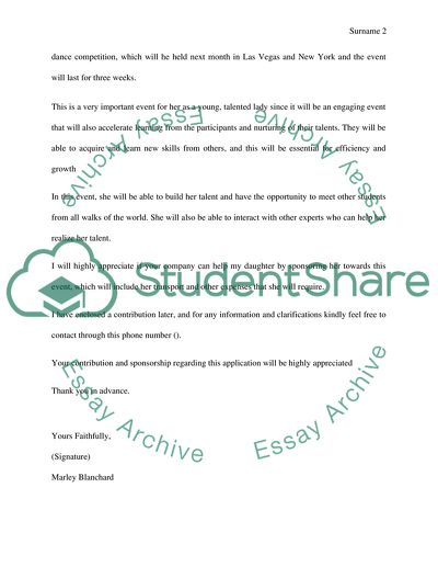 Sponsorship of Marley Blanchard