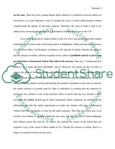 Increasing tuition in university of arizona