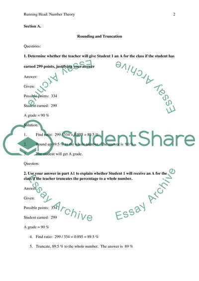 FINITE MATHEMATICS - Number Theory