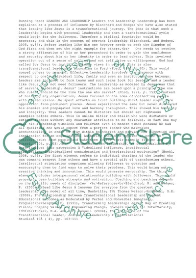 Leaders and Leadership