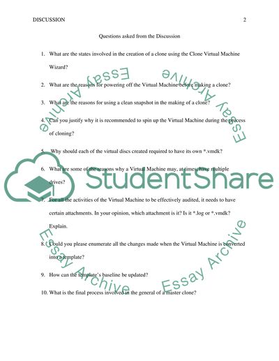 Questions asked from the Discussion