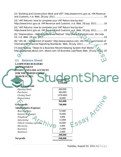 Business accounting - Lampeter Builders Merchants