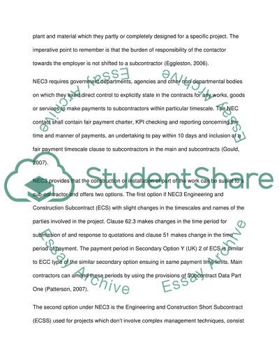 The NEC Engineering and Construction Contract