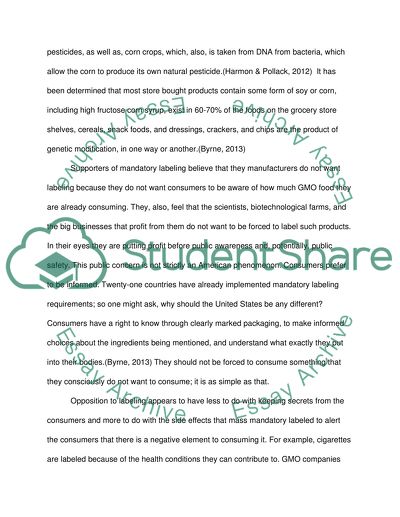 Encouraging Mandatory Labeling: Requiring Transparency GMO Industry