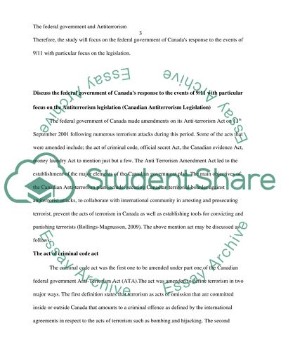 The Federal Government and Antiterrorism